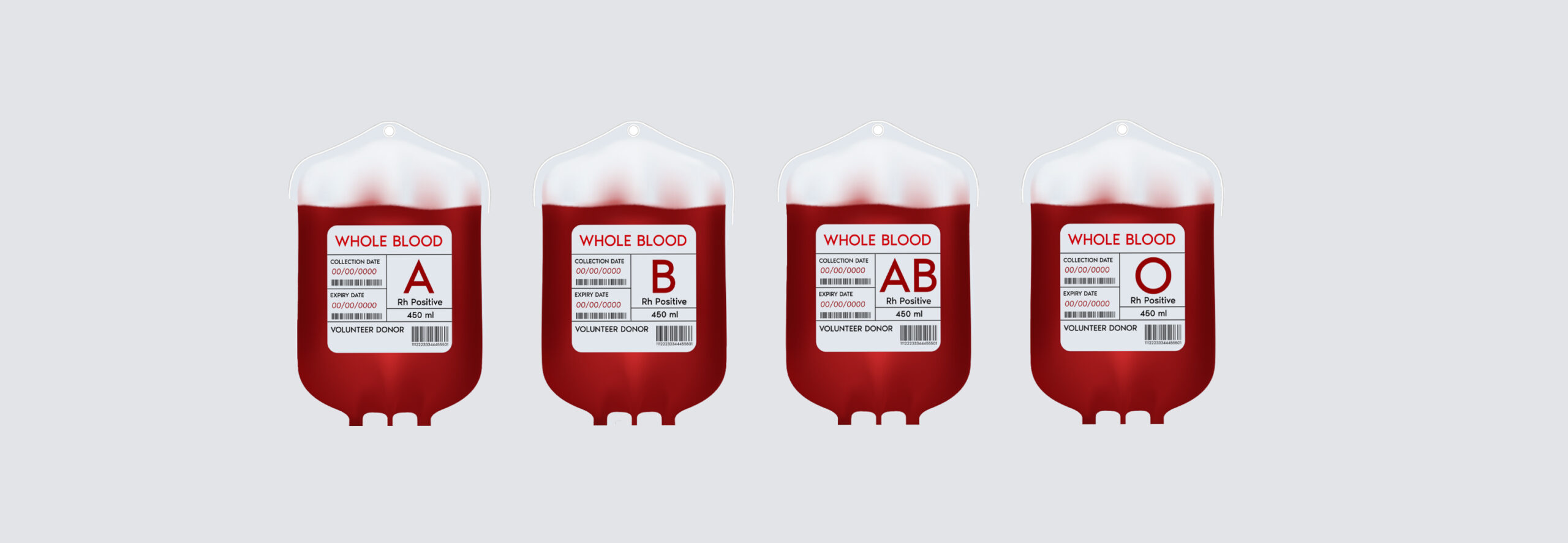 Serum and Plasma Assays. 3D image of blood donor bags.