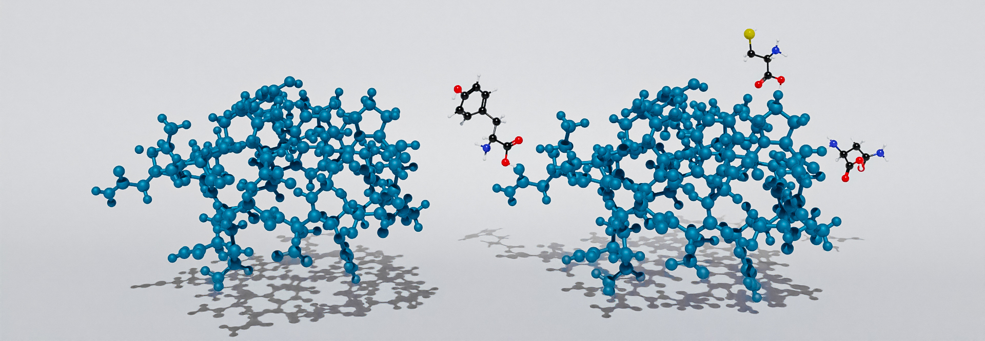 Analysis of Amino Acid Modifications. 3D render of Amino acid molecular structures