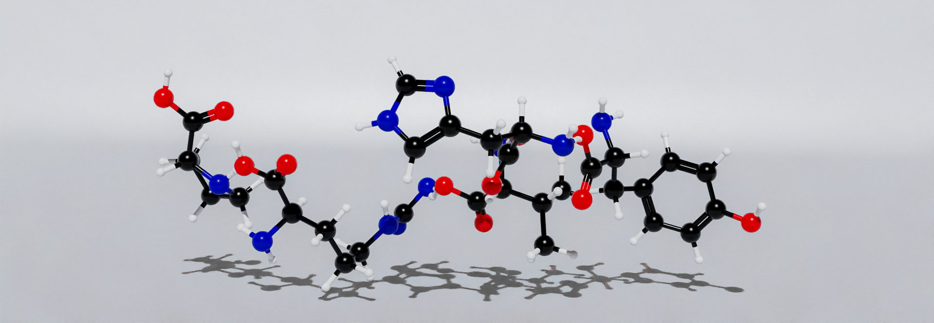 Protein Sequencing. 3D render of several amino acids